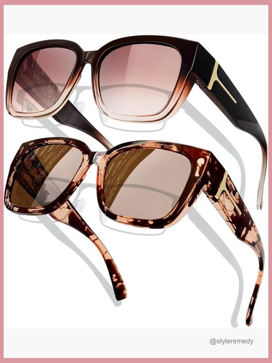 Polarized Fit Over Glasses Sunglasses, TR90 Material, Oversized Square Frame